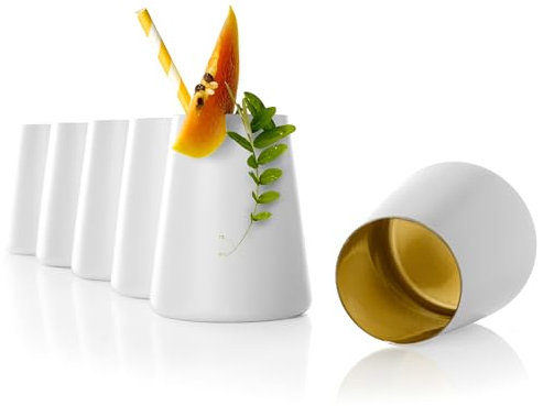 Verres Blancs/Dorés Power Lot de 6, 380 ml – Verres Modernes pour Eau, Vin, Cocktails & Jus – Verre Cristal de Haute Qualité – Lavable au Lave-Vaisselle & Résistant aux Chocs, Made in Germany