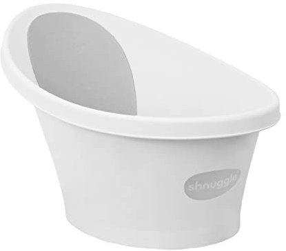 Shnuggle SBP-WGY-EUR Badewanne für Neugeborene bis zu 12 Monate mit Stöpsel am Boden, weiß, Rückenlehne grau - 1,2 kg
