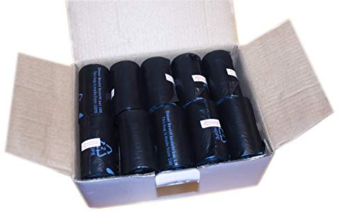 400 Stück Hundekotbeutel auf 20 Rollen, ohne Beutelspender, schwarze Gassibeutel in 22 x 30,5 cm