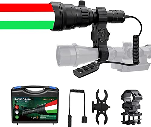 Odepro KL62 Plus Zoom 3-in-1 LED Torch, Red White Green for Night Hunting