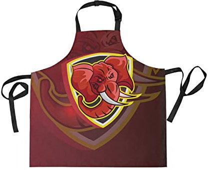 Sawhonn Carino Re Elefante Thailandese Grembiule da Cucina Chef Donna Uomo Cuoco Regolabile Grembiuli con 2 Tasche da 1pz Ristorante Cottura BBQ Bar Cameriere