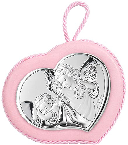 Medaglione di valenti. Medaglione con carillon angelo con lanterna rosa delle dimensioni di 10x9cm. La referenza è 10551 ra