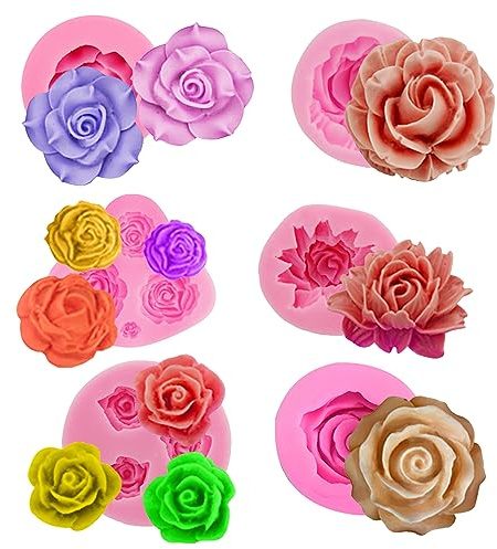 6 Pack Flower Molds - Peony, Rose, Sunflower, Animal Shapes - Resin Casting & Candle Making Molds