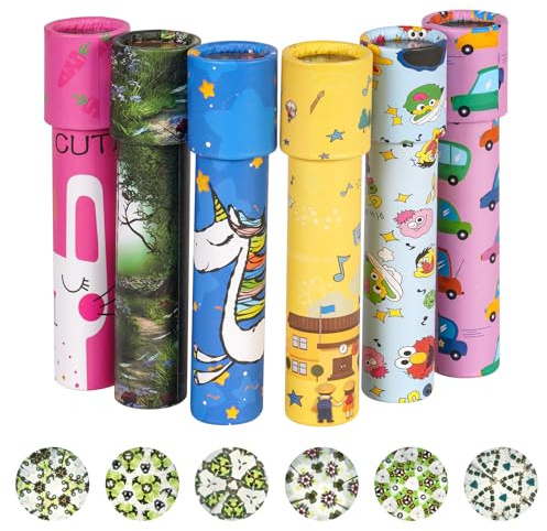 AUAUY 6 caleidoscopios clásicos, grandes - Caleidoscopios retro vintage educativos para cumpleaños infantiles, Año Nuevo, Navidad, rellenos de bolsillo, escuela, aula, precios (color aleatorio)