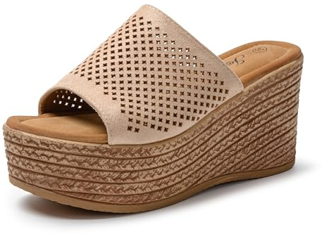 JOMIX Sandales Compensées Femme Sandale Femme Tongs Compensé d'été Espadrilles Femme pour Maison Piscine Plage