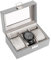 ProCase Uhrenbox mit 3 Fächern, Uhrenkasten mit Glasdeckel, Uhrenkoffer mit Uhrenkissen, Uhrenaufbewahrung, Premium-Uhrenschatulle, PU-Leder Uhrenkasten, Watch Box für Herren - 3 Fächer, Grau
