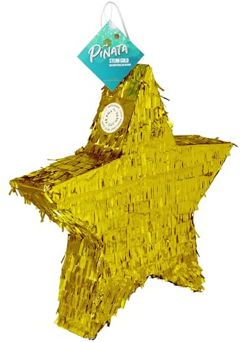 Goodtimes Pinata Stern in Gold 43cm hoch Partyspiel Zum Befüllen mit Süßigkeiten und zerschlagen Als Geschenkidee für Geburtstag Hochzeit JGA