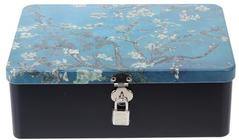 Amosfun Scatola Di Archiviazione Vintage in Latta Con Lucchetto E 2 Chiavi 9.64X7.09X3.35 Pollici Contenitore Rettangolare Per Organizzazione Casa E Ufficio