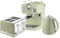 Swan Retro Kitchen Set, 1.5L Fast Boil Kettle & 4 Slice Toaster & Espresso Coffee Machine with Milk Frother, Green, SK19020GN, ST19020GN, SK22110GN