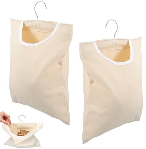 VireEyU Pack De 2 Bolsas Para Pinzas De Ropa - 28 X 32 Cm, Con Percha Y Gancho Para Colgar, Organizador Reutilizable Para Baño Y Vestidor - Para Pinzas, Calcetines, Ropa Interior