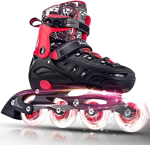 Kuxuan Skates Pattini in linea per bambini, regolabili, per ragazze, ragazzi, donne, principianti e interni