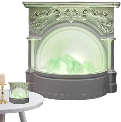 ycezw Lámpara de aromaterapia de cristal, difusor de aromaterapia, luz nocturna retro europea, difusor de aceite de cristal de chimenea, luz nocturna regulable de 3 colores, difusor de aroma para