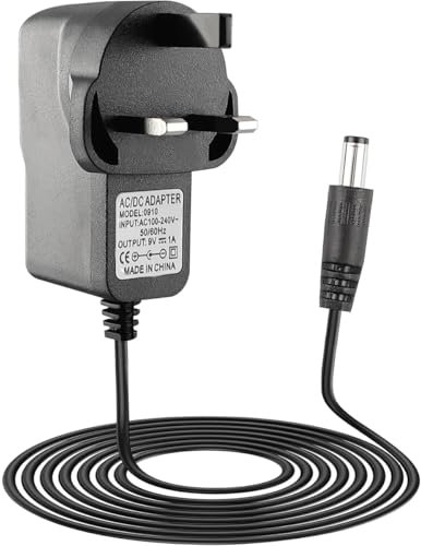 9V 1A Power Supply Charger, 1m AC-DC Lithium Battery Charger with 5.5×2.5mm Jack (Center Positive), UK Plug Wall Charger for Led Strips, CCTV System, Cameras, Router, RC Toy's Lithium Battery