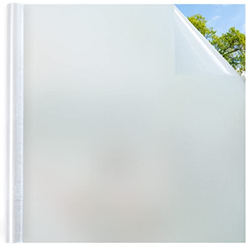 DOWELL Frostad fönsterfilm integritet för glas med rutnät, matta, 75 x 200 cm | Ogenomskinligt glasskydd för badrum sovrum kök och kontorsdörr, självhäftande statisk fastsättning avtagbar utan limrester