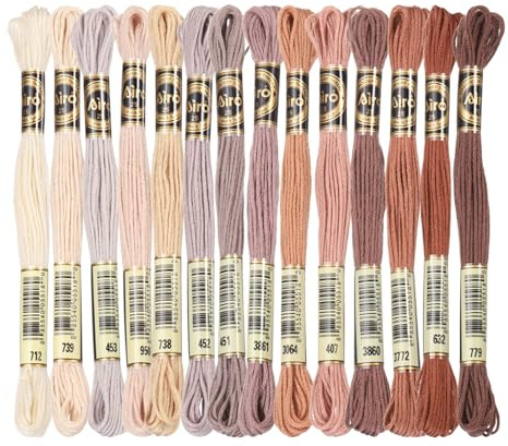 PATIKIL 14 Skeins Embroidery Floss, Polyester Embroidery Threads Bracelets String for Cross-Stitch Hand Embroidery, Multicolored Beige Brown