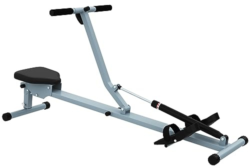 HOMCOM Máquina de Remo Resistencia Ajustable de 12 Niveles con Pantalla LCD para Fitness y Ejercicios de Musculación para Gimnasio en casa Equipo de Entrenamiento Interior