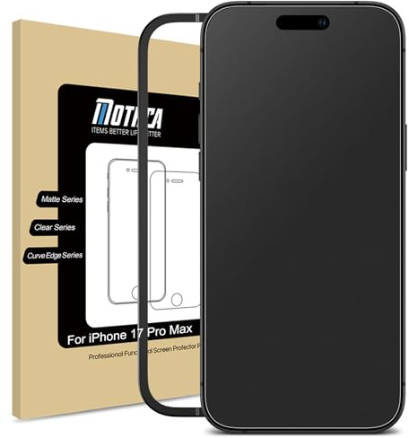 Mothca Matte Skärmskydd för iPhone 17 Pro Max – 9H Matt Glas, Anti Reflex Anti Fingeravtryck Screen Protector med Silkeslen Känsla och Reptåligt Skydd, Perfekt för Gaming, Utomhus, 1pack