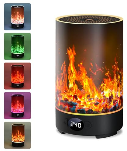 VSSHE Luftbefeuchter Flame Diffuser, Flammen Aroma Diffuser, Licht Aroma Diffuser für Duftöle, für Zuhause,Wohnzimmer, Schlafzimmer, Yoga, Spa, Büro
