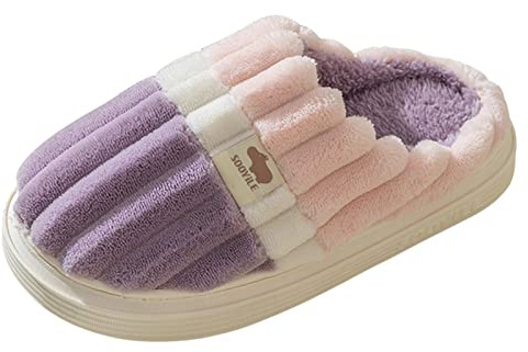 Furry Toe Keep Warm Slippers Invierno -On Zapatos de Mujer Flat Couples Mujer Zapatos de Esquí de Fondo Conjunto de Esquí de Fondo para Mujer Clásico Con Fijación Y Zapatos, morado, 36 EU