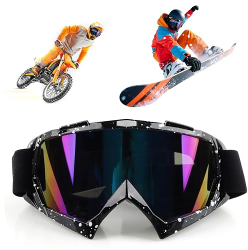 dellyy Gafas de Esquí Antivaho, Gafas de Motocross, Protección UV, Hombre Mujer Gafa de Nieve, Gafa de Snowboard para Motocicletas, Esquí, Ciclismo, Senderismo