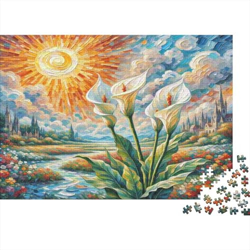 Peace Lily Puzzle for Adults 1000 Pieces Recycled Paper for Adults RiverPuzzle Fun Challenging Puzzle Game Home Activity Birthday Gifts 38x26cm/1000pcs