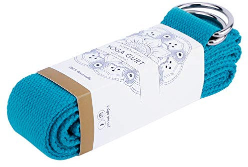 SUPERLETIC® Yogagurt aus 100% Baumwolle - Yoga Zubehör mit Einstellbarer D-Ring-Schnalle und Zusätzlichem Elastischen Band