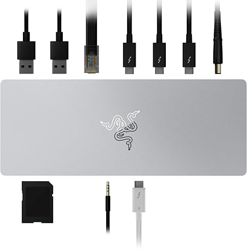 Razer Thunderbolt 4 Dock Mercury - Premium Hub Docking-Station für Windows und Mac (10 Anschlüsse in einem, Ausgabe auf zwei 4K-Monitoren oder einen 8K-Monitor) Weiß