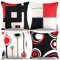 Kissenbezug 40x40 Geometrische Muster 4er-Set Dekorative Zierkissenbezug Rot Schwarz Abstrakte Punkt Dekoration Kissenhülle Leinen Kissen 4er Set Haus Dekoration Outdoor Kissenbezug für Schlafzimmer