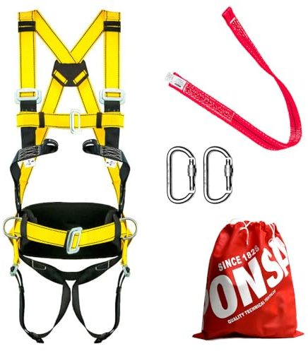 PONSA CGPK8C - IMBRACATURA DI SICUREZZA ANTICADUTA certificata con doppio punto di ancoraggio + cintura di posizionamento + cinghia di ancoraggio + 2 moschettoni.