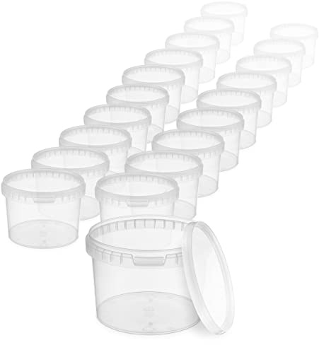 BenBow Seau avec Couvercle 0,5l Transparent 100x 0,5 litres - Convient pour Aliments, Stable, étanche à l'air, Anti-Fuite, inodore - Seau en Plastique - Vide