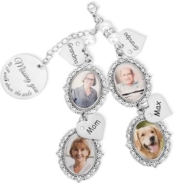Benutzerdefinierte Hochzeitsstrauß brauen Foto Charme Memorial Bouquet für Braut Personalisierte Hochzeit Gedenkstrauß Blumenstrauß Andenken Andenken Charme Memorial Geschenk