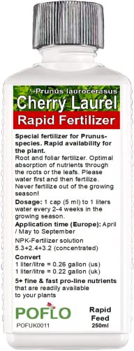 POFLO Cherry Laurel - Prunus laurocerasus Liquid Fertilizer HighTech NPK Plant Food - Root, Soil, Foliar Fertiliser (250ml)