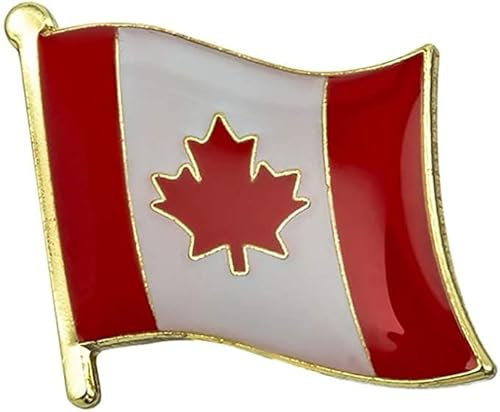 Canada Canadian National Flag Metal Diplomat Enamel Pin Badge Lapel – 1.9cm x 1.6cm – Hard Enamel Red Maple Leaf Lapel Pin – Patriotic Souvenir for Jacket, Hat