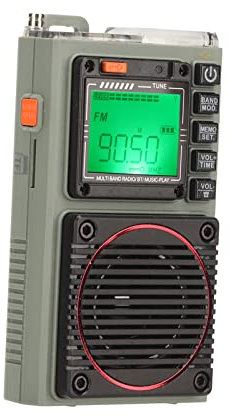 Radio Portable, Radio FM VHF AM SW WB Pleine Bande avec Lampe de Poche, Radio Rétro de Poche d'urgence 1000 MAh, Prise en Charge BT de Lecture de Carte D'alarme SOS, pour la