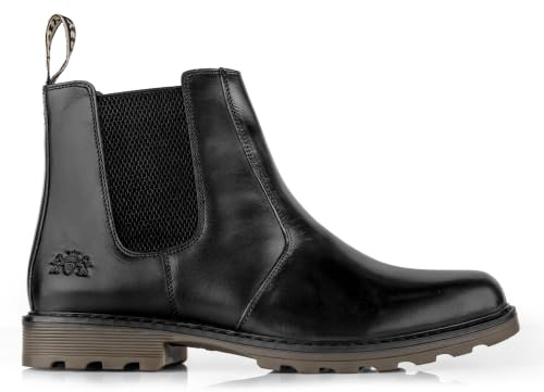 Catesby Galway Leather Dealer Boots for Men UK | Mens boots with twin elastic side gussets, rear pull-on loop and a hard-wearing rubber outsole with deep grip tread