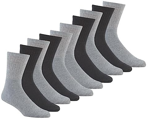 COSHAL® 5 par herr bomull rika enkla sportstrumpor andningsbara bekväma crew män sportstrumpor män promenadsportstrumpor herr atletisk träningsstrumpor UK 6-11, Gråa blandade (5 par), 40-45 EU