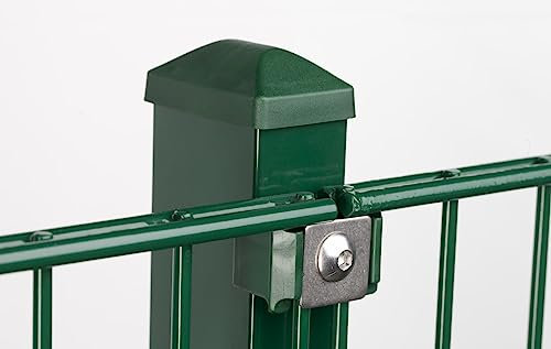 Doppelstabmattenzaun Moosgrün| 656 mit VA Klemmhalter von 10-60 Meter| 0,63m-2,03m Komplett Set | 123 cm-15