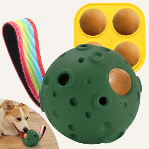 Yikko Hunde-Puzzlespielzeug, befüllbares Hundespielzeug, interaktives Hundeballspielzeug beschäftigt Ihren Hund, leicht zu reinigendes Kauspielzeug aus Gummi für den Außenbereich (Grün)