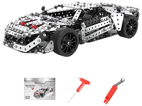 Artisanal Habitat 3D Metallbaukasten Emulational, Simulation Auto, 867 Teile Bausatz Erwachsene DIY Engineering Baukasten, Konstruktionsspielzeug Geschenkideen für Erwachsene (Sportwagen)