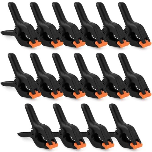 BREANIFULL 16 Pieces 4 Inch Nylon Spring Clamps Heavy Duty Spring Clips Clamps Plastic Heavy Duty Spring Clips Strong Grip Clips Backdrop Clamps for Crafts, Woodworking, Photography Studios, Outdoor