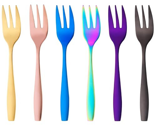 Forchette da dolci, 6 pezzi, piccole forchette per dessert e torte, in acciaio inox di alta qualità, ideali per cene e feste di famiglia, set di posate robuste di marca 1