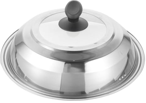 Amosfun Coperchio Per Pentola in Acciaio Inossidabile Multifunzionale Per Barbecue Allaperto Campeggio 30 Cm Elegante Pendenza