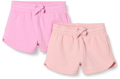 Amazon Essentials Pantalones Cortos de Felpa Francesa Niñas, Pack de 2, Rosa Claro/Rosa, 7-8 años