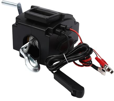 Cabrestante eléctrico con cable portátil con mando a distancia para coches, remolques, camiones, yates, 300 W, 12 V, negro, 203 x 218 x 170 mm