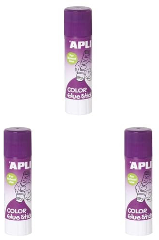 APLI 14392 - Barra de pegamento adhesivo de color lila, libre de solvente y no tóxica, 21 gr (Paquete de 3)