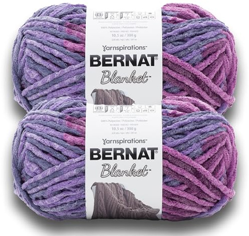 Bernat filt BB lila solnedgångsgarn – 2-pack med 300 g/10,5 uns – 100% polyester – #6 superskrymmande – 220 meter – stickning/virkning | Super Bulky garn storlek 6, 100 % polyesterfiltgarn för virkning, stickning, 220 meter, 300 g (10,5 uns)