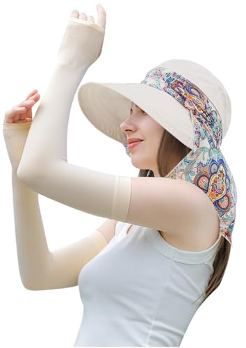 JSTHHTT Chapeau de Soleil pour Femmes, Pliable Chapeau de Soleil Démontable, Casquette Visiere Sport Eté, Large Bord, Protection UV, per Piscine Camping Pêche Jardinage