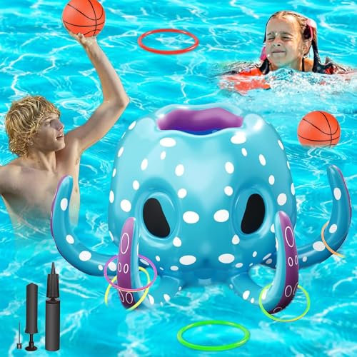CHENBOOW Cerceau de Basket-Ball Flottant pour Piscine,Piscine Gonflable Jouets,Panier de Basket-Ball Gonflable,Jouet de Natation pour Piscine,pour Enfants,Adultes,Familles