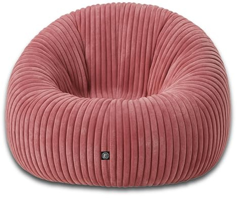 PatchHome Deluxe 2 i 1 snöre sittsäck fåtölj saccosäck – gaming saccosäckar för vuxna och barn med dragkedja – redan fylld – perfekt för att sitta och ligga (rosa, Ø 145 cm)