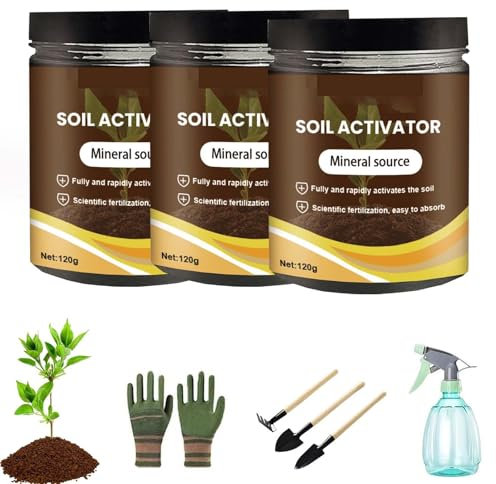Soil Pro Activateur de sol multifonctionnel, activateur de sol organique et engrais pour plantes, trésor pour plantes, stimulateur de santé de la saleté, farine d'os professionnelle (3 pièces)